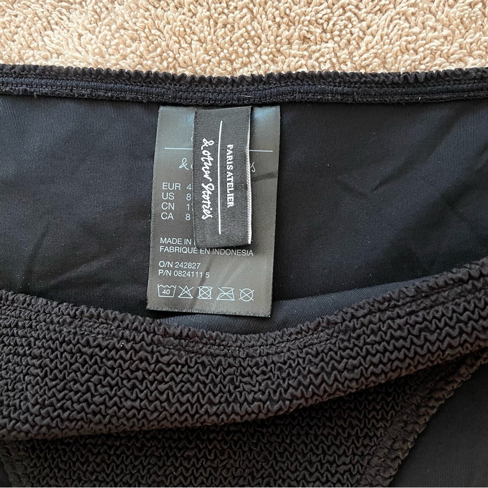 & Other Stories- Black Crepe Tie Up Bikini Minimalist Swimwear- Top 6 / Bottom 8 - Picture 14 of 15